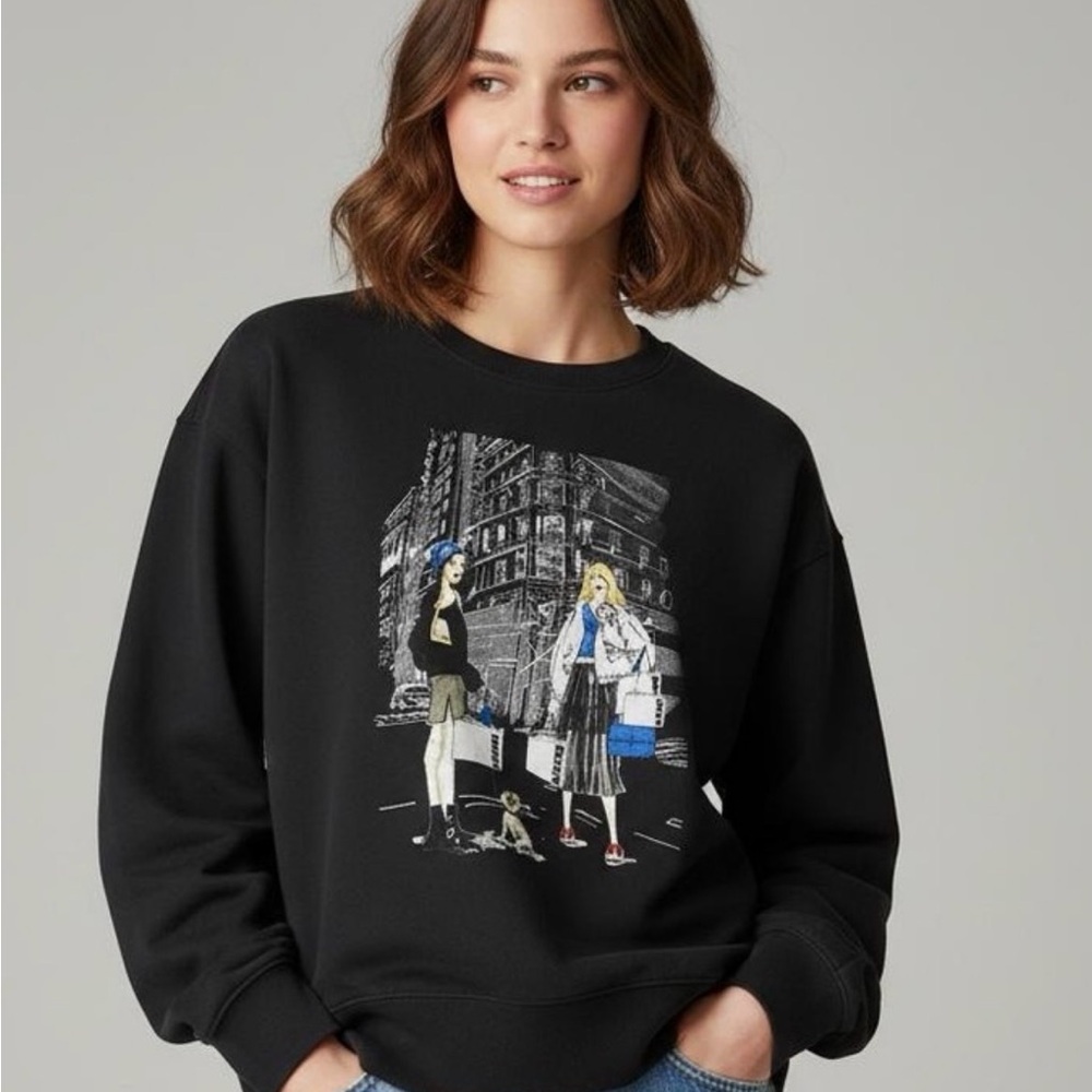NWT DKNY Women's Crewneck Graphic Sweatshirt black 🖤 size L